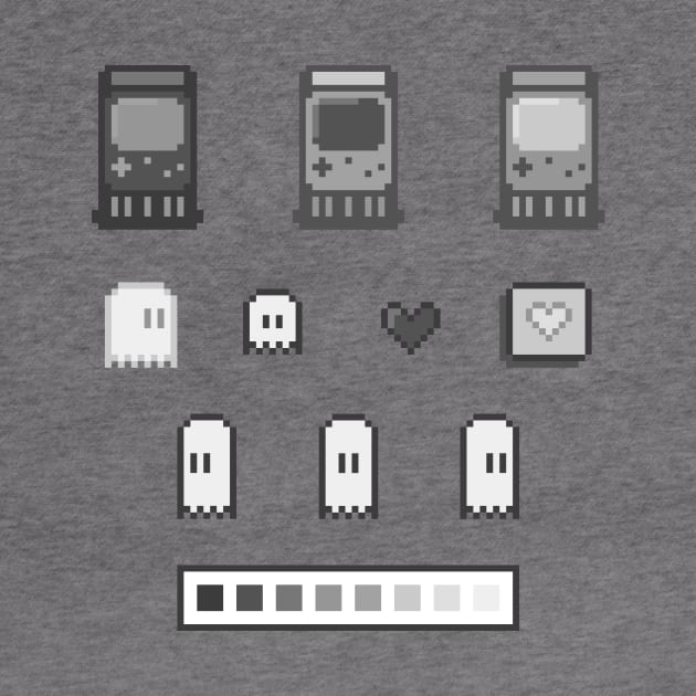 Retro Arcade Ghost Black and White by muffinespixels